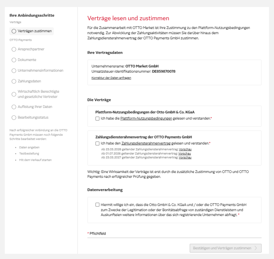 Screenshot from contract process
